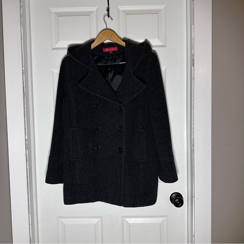 Anne Klein Charcoal Double-Breasted Pea Coat